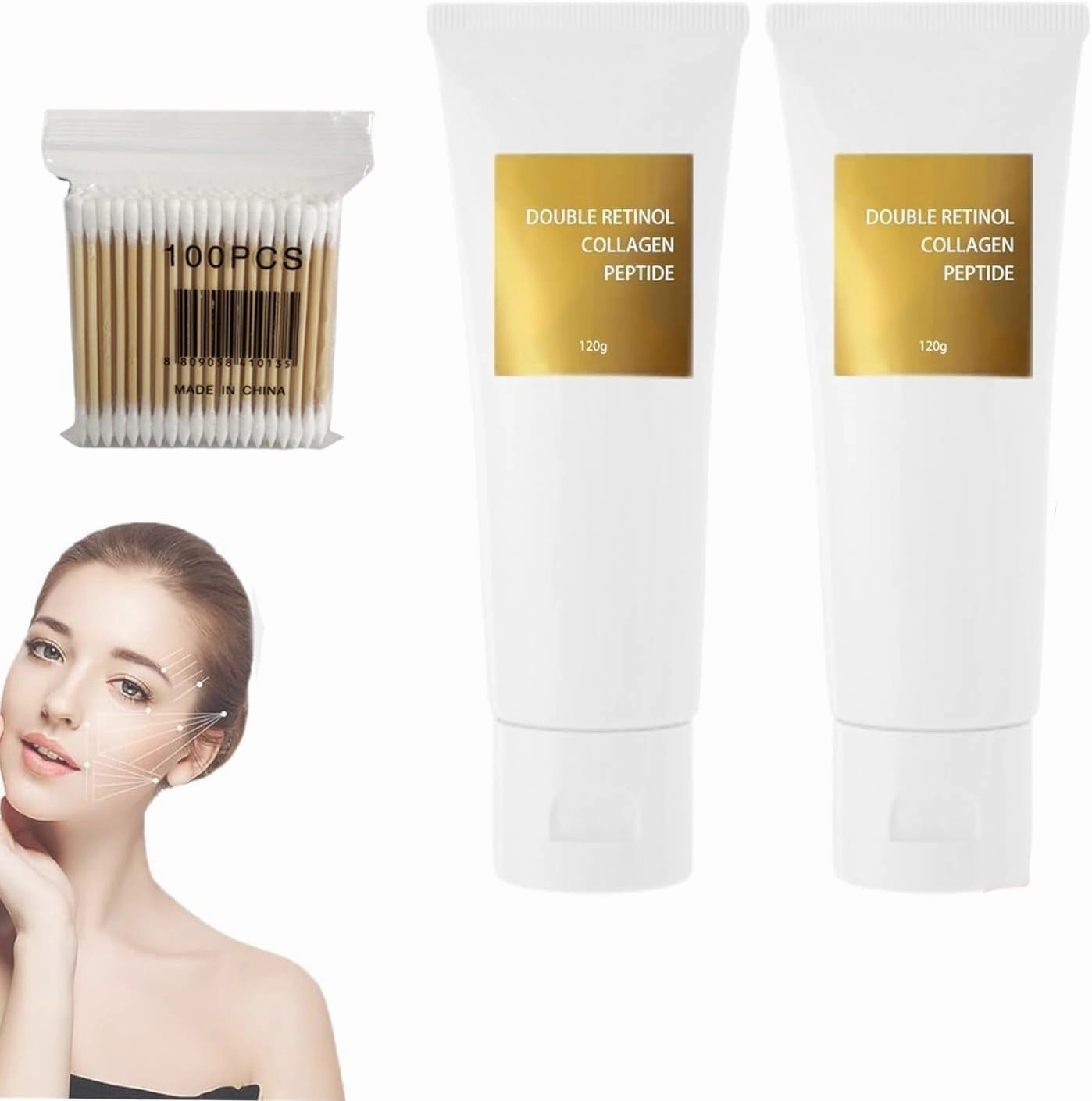 Skip The Line Instant Wrinkle Eraser,Yqunkon Double Retinol Collagen Peptide Cream Treatment,Moisturizing Body Toning Cream For All Skin Types (2 pcs)