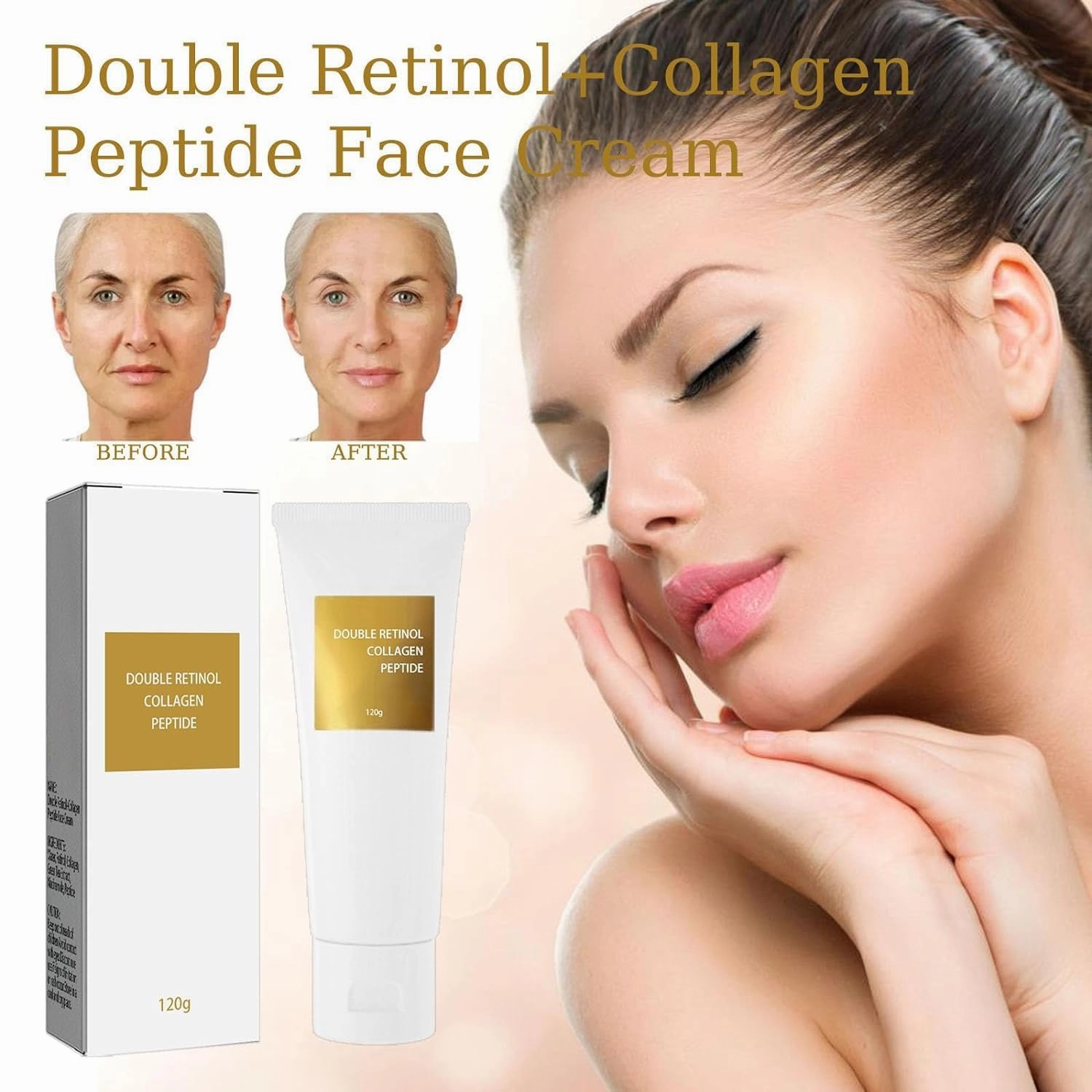 Skip The Line Instant Wrinkle Eraser,Yqunkon Double Retinol Collagen Peptide Cream Treatment,Moisturizing Body Toning Cream For All Skin Types (2 pcs)