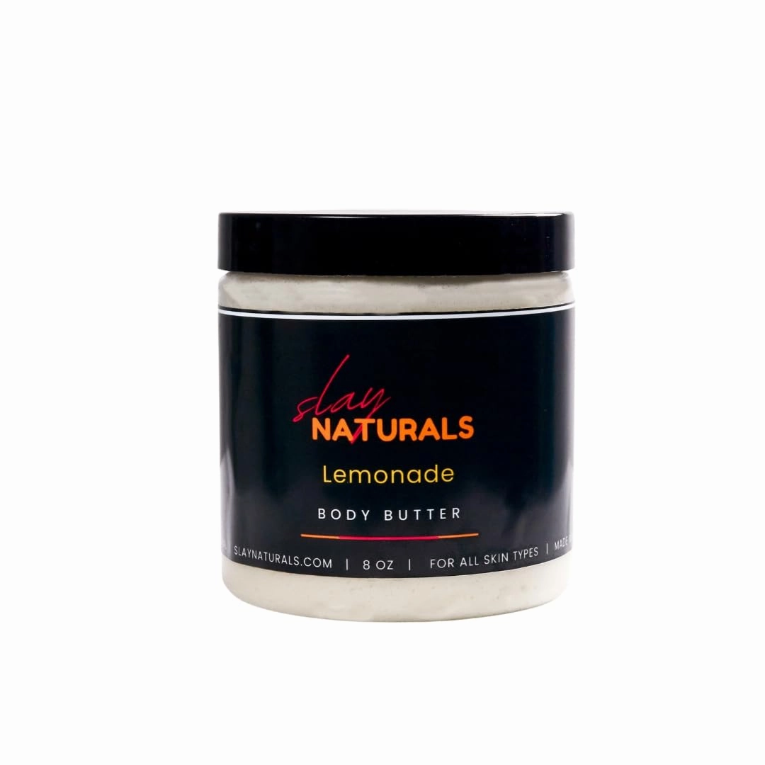 Slay Naturals’ Body Butter 8 oz | Moisturizing | SheaButter, Almond Oil, Olive Oil| Handmade Body Butter (Lemonade)
