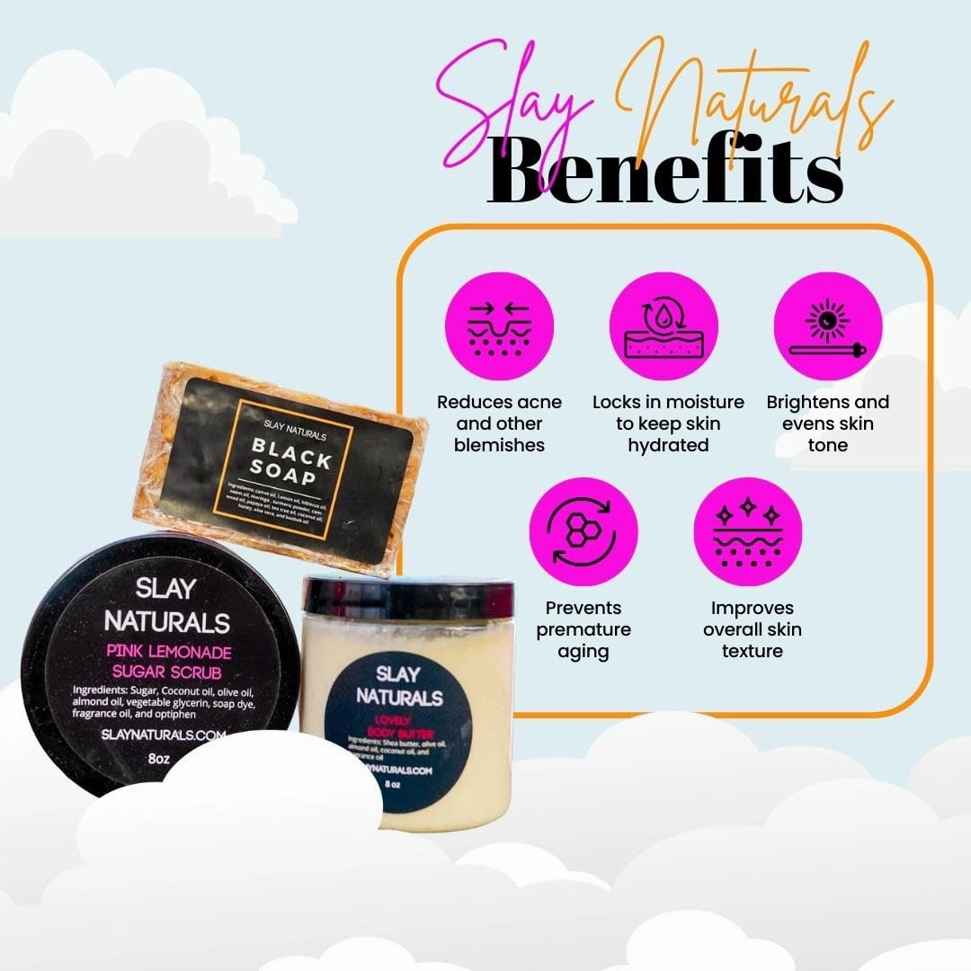 Slay Naturals’ Body Butter 8 oz | Moisturizing | SheaButter, Almond Oil, Olive Oil| Handmade Body Butter (Lemonade)