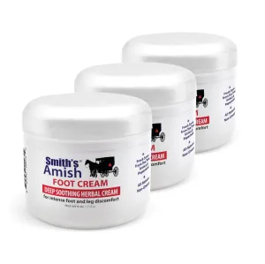 SMITH'S AMISH Foot Cream Deep Soothing, Calming to Feet and Legs 3 Pack