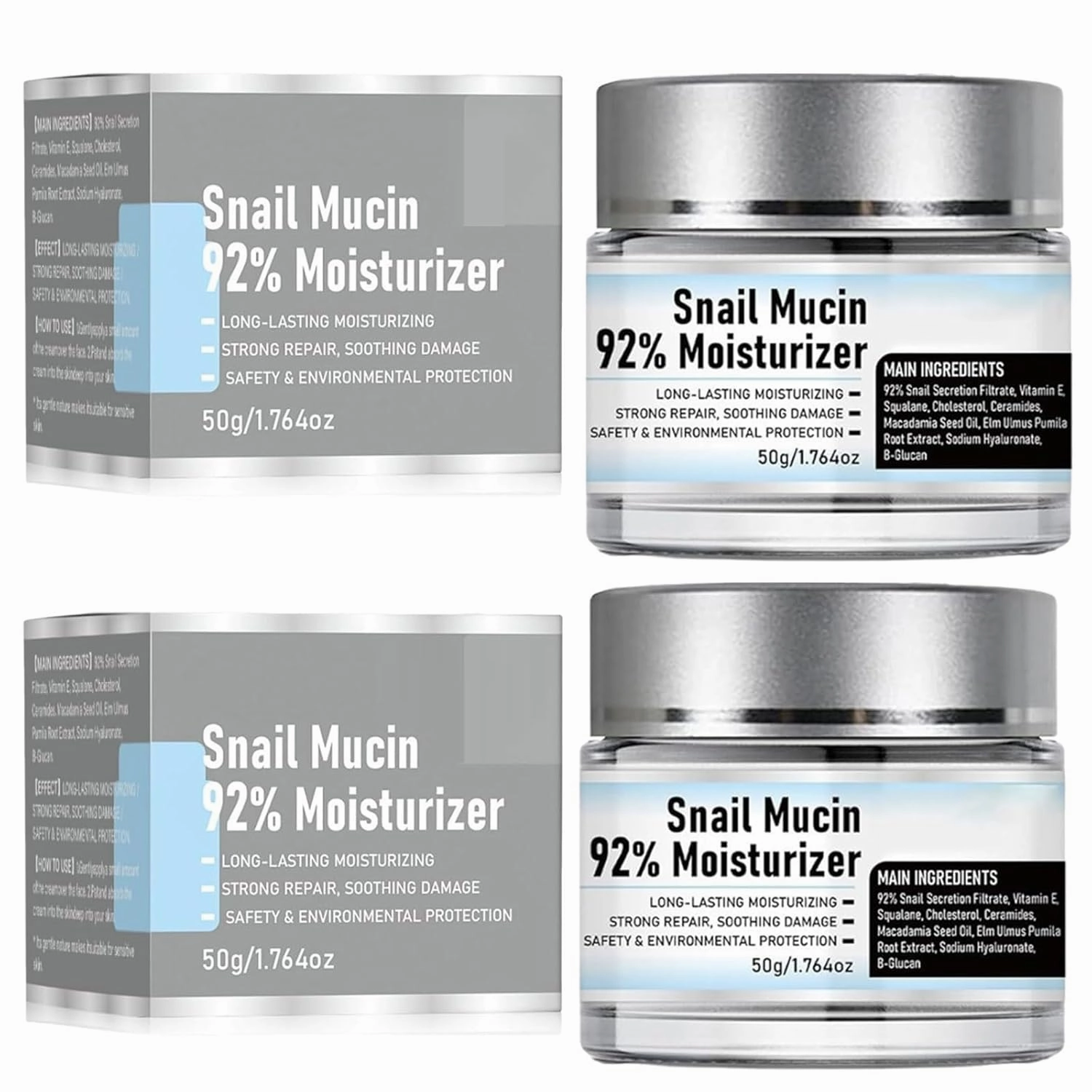 Snail Mucin 92% Moisturizer Daily Face Gel Cream, 50g / 1.76oz Snail Mucin Gel Cream, Hydrating Repair Face Gel Cream for Dry & Sensitive Skin All Skin Types