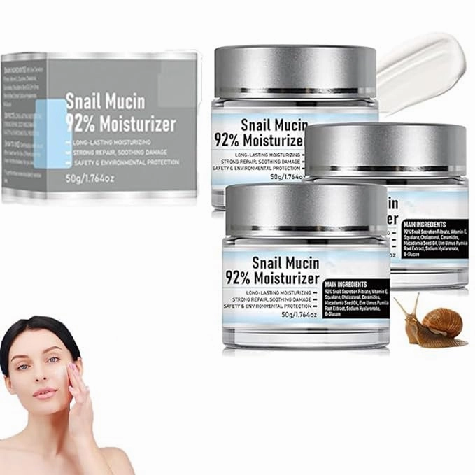 Snail Mucin 92% Moisturizer Daily Face Gel Cream, Crema de Baba de Caracol Original, Snail Secretion Filtrate Nourishing Cream, Snail Mucin 92% Repair Cream for Dry&Sensitive Skin (3)