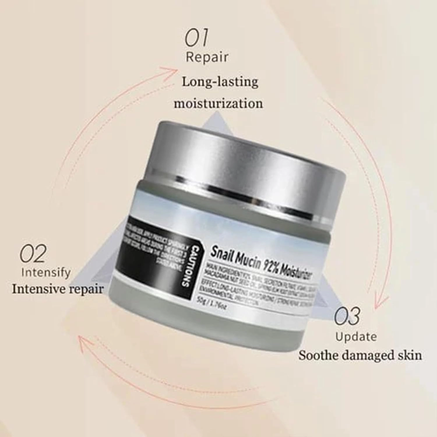 Snail Mucin 92% Moisturizer Daily Face Gel Cream, Snail Mucin 92% Hydrating Repair Face Cream for Dry & Sensitive Skin, Advanced Snail 92 All In One Cream, Firming Skin (2Pcs)