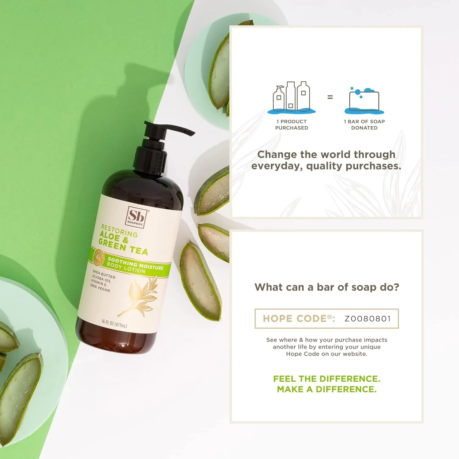 Soapbox Bamboo & Green Tea Moisturizing Body Lotion with Shea Butter & Jojoba Oil | Paraben Free, Cruelty Free, Vegan, Made in the USA (16oz, 3 Pack)
