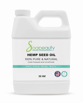 Soapeauty Hemp Seed Oil Unrefined Cold Pressed | Massage & Body Oil | for Skin, Face, Hair, and Soap Making | Carrier for Essential Oils | Rich in Omega Fatty Acids – 32 Fl Oz