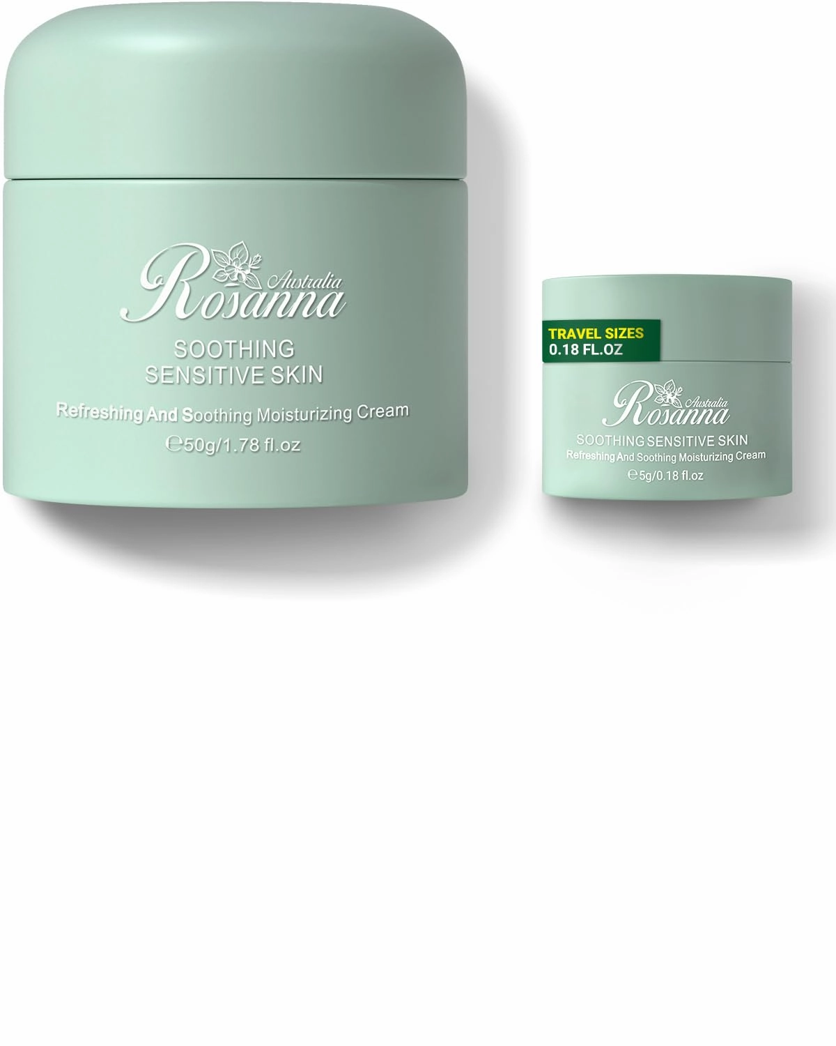 Soothing Moisturizing Cream 50g and Travel Size Cream 5g for Sensitive Skin - Australian Skincare,Daily & Night Face Moisturizer for Women,Dermatologist-tested to Calm,Relieve Redness,Soothe Dryness