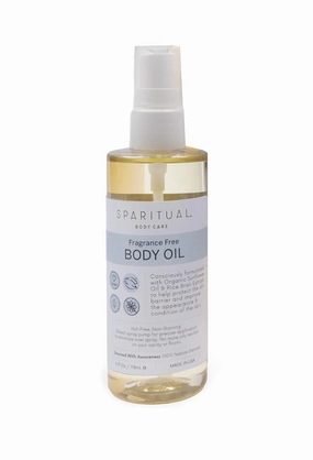 SpaRitual Fragrance Free Body Oil | Unscented Body Moisturizer for Hydration and Massage Oil | 4 oz