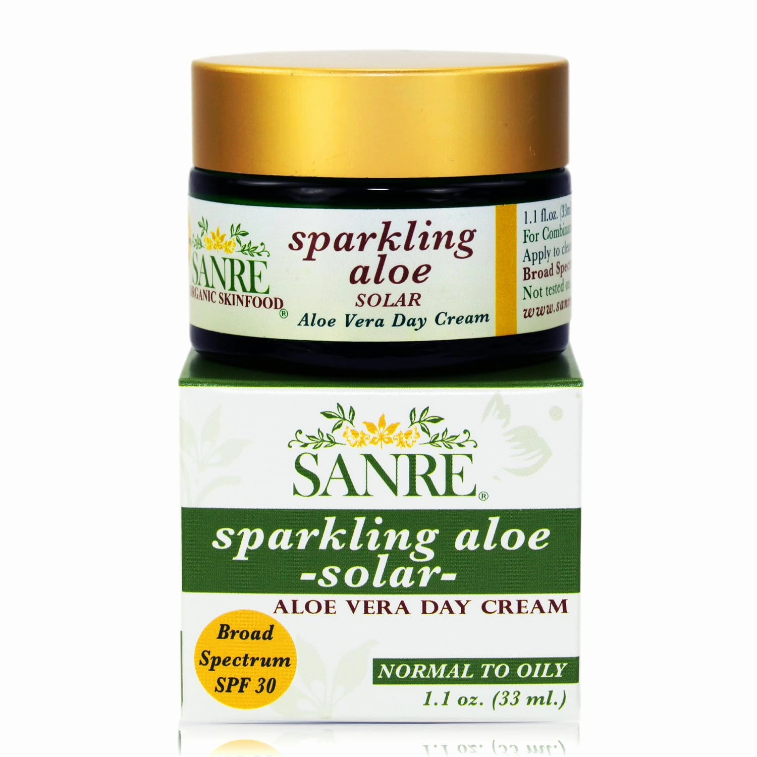 Sparkling Aloe - Organic Aloe Vera Day Cream For Oily/Combination to Acne Prone Skin - SPF 30