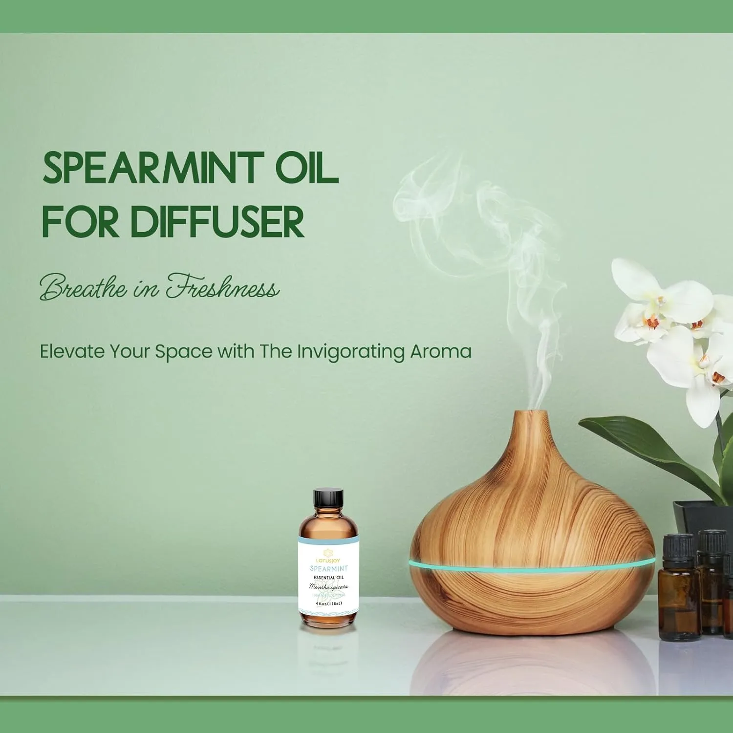 Spearmint Oil for Facial Hair Skin Roll On Diffuser Spray - Pure Organic Therapeutic Grade Spearmint Essential Oil 4 Oz