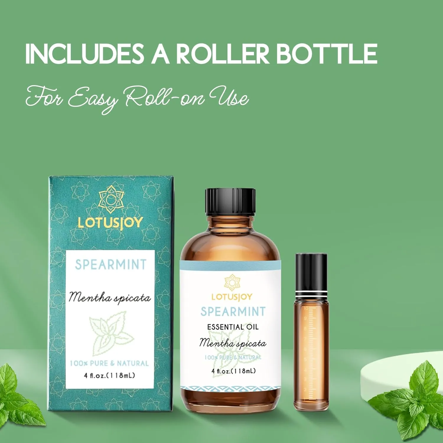 Spearmint Oil for Facial Hair Skin Roll On Diffuser Spray - Pure Organic Therapeutic Grade Spearmint Essential Oil 4 Oz