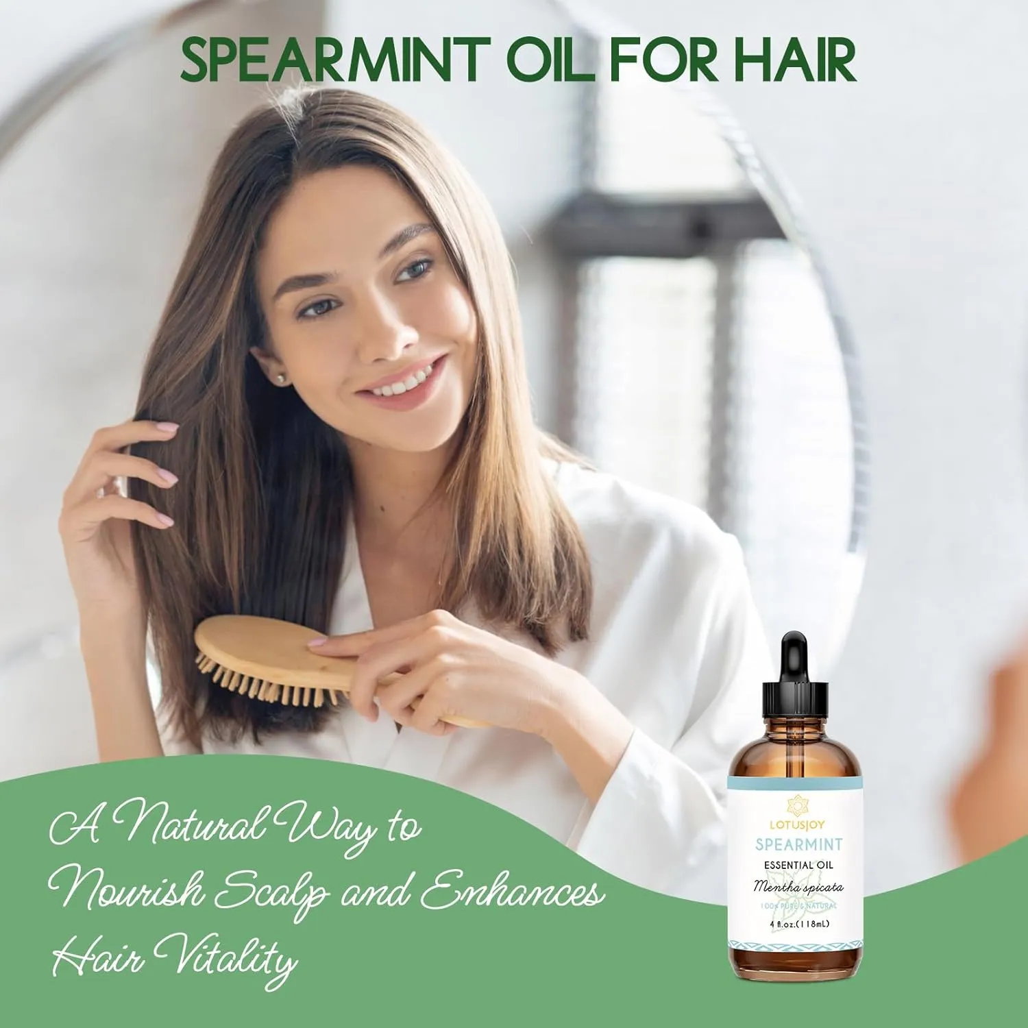 Spearmint Oil for Facial Hair Skin Roll On Diffuser Spray - Pure Organic Therapeutic Grade Spearmint Essential Oil 4 Oz