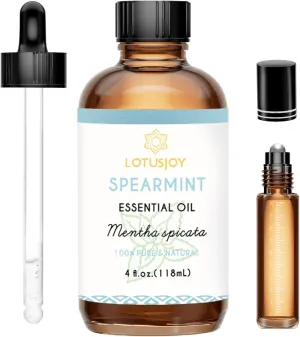 Spearmint Oil for Facial Hair Skin Roll On Diffuser Spray - Pure Organic Therapeutic Grade Spearmint Essential Oil 4 Oz