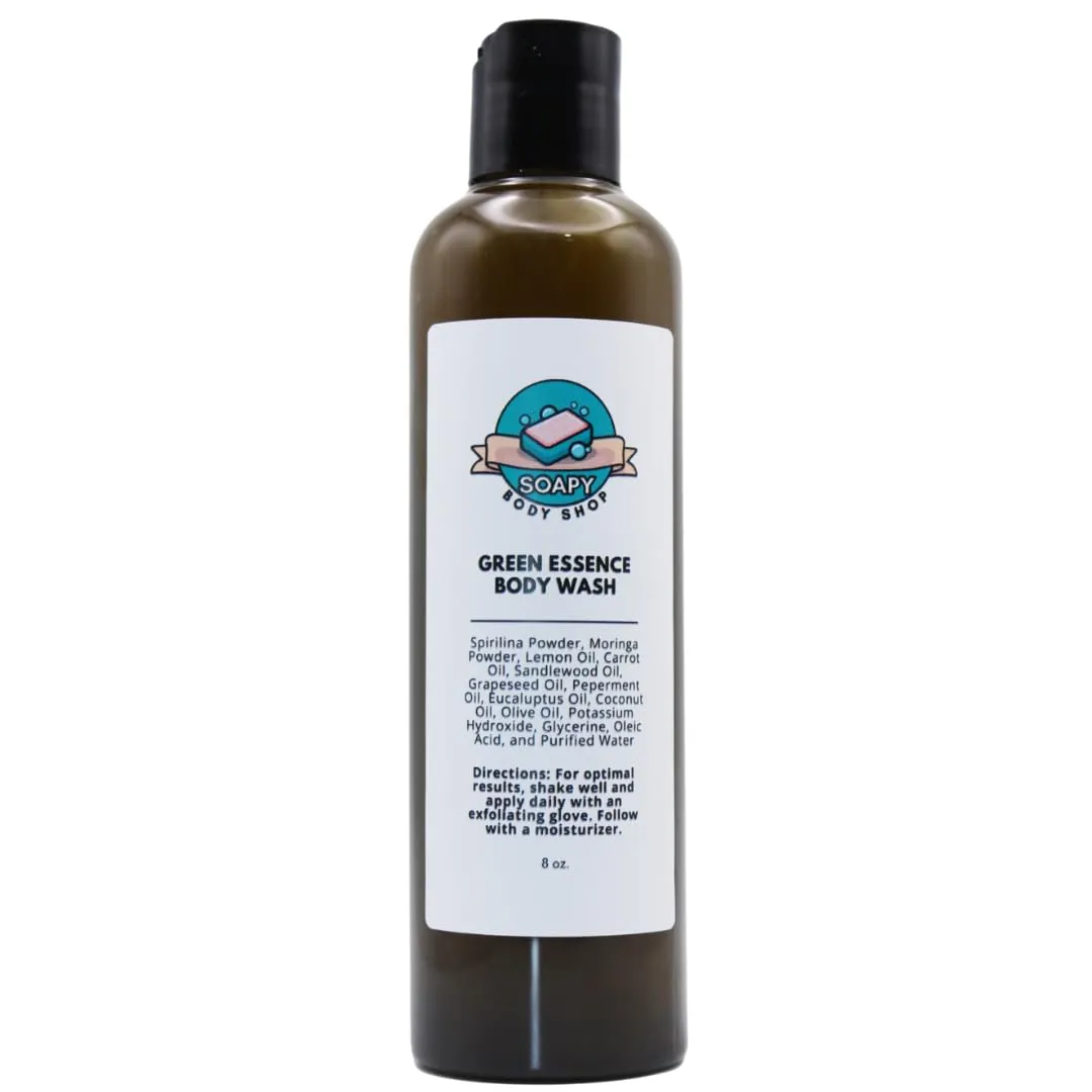 Spirulina & Moringa Body Wash, 8 oz, Spirulina Powder, Moringa Powder, Essential Oils, Deep Nourishment, Handmade Body Wash, Peppermint and Eucalyptus Oil, Moringa Body Wash (16 oz)