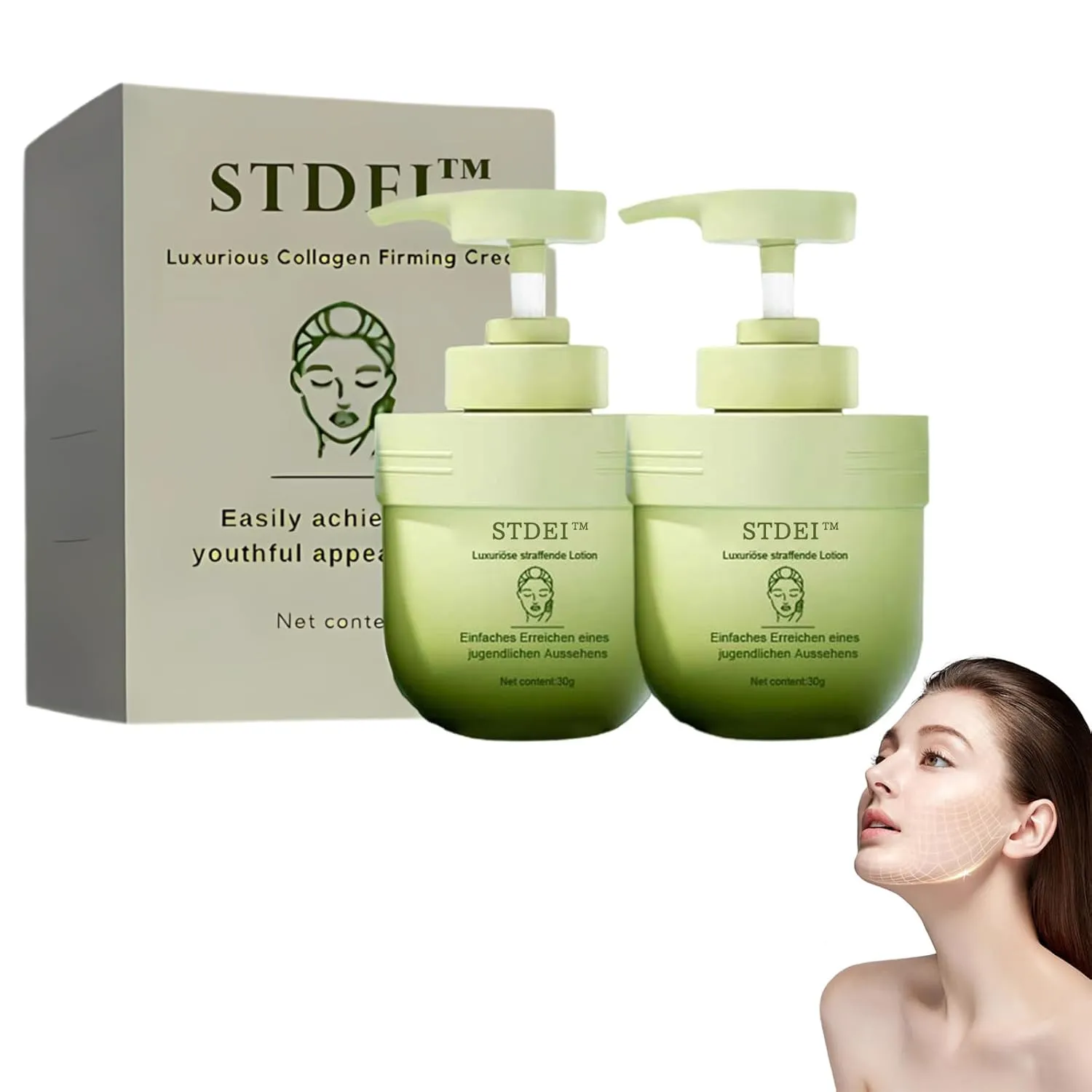 STDEI Luxurious Collagen Firming cream, Advanced Skin Tightening Cream, STDEI Collagen Firming Lotion Body Moisturizer, Lifts, Firms, For All Skin Types (2 Bottle)