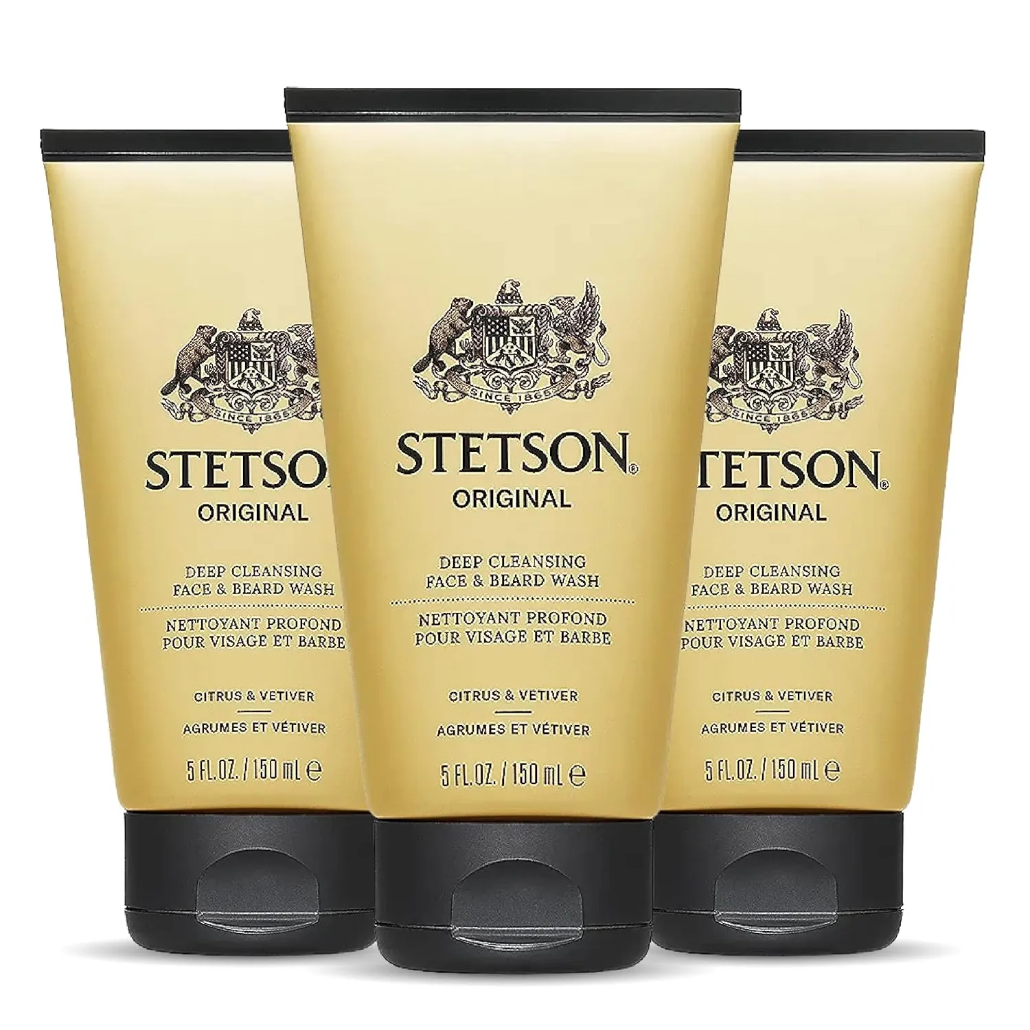 Stetson Personal Care Face & Beard Moisturizer by Scent Beauty - Facial Moisturizer for Men - Face Cream for Face & Beard - 5 oz - 3 Pack - Original Fragrance