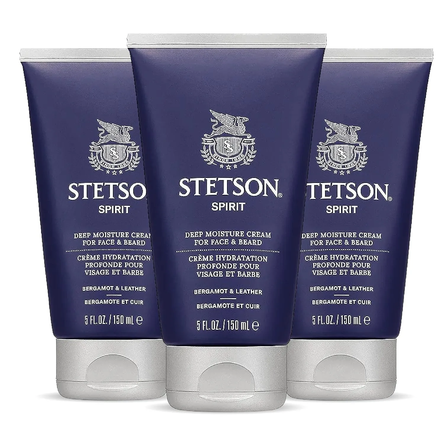 Stetson Personal Care Face & Beard Moisturizer by Scent Beauty - Facial Moisturizer for Men - Face Cream for Face & Beard - 5 oz - 3 Pack - Spirit Fragrance