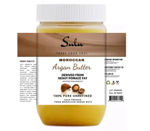 SULU ORGANICS 100% Pure Natural Unrefined Cold Pressed Argan Nut Butter 3 lbs/ 1.3 Kg