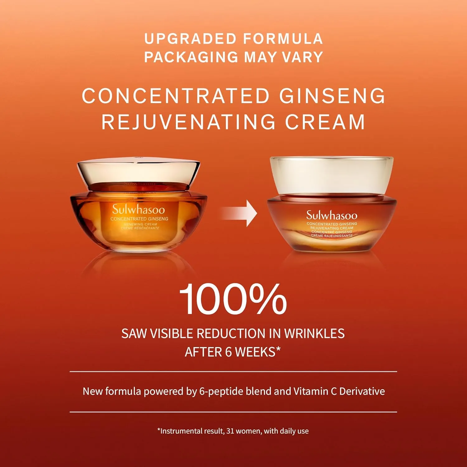Sulwhasoo Concentrated Ginseng Rejuvenating Cream- Korean Ginseng & Peptide Anti-Aging Moisturizer with Vitamin C Derivative & Squalane for Wrinkles & Deep Hydration