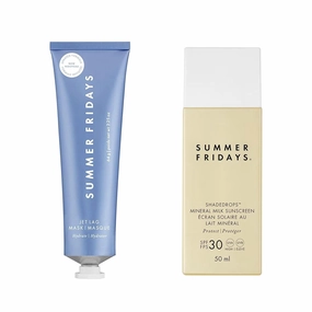 Summer Fridays Summer Skin Essentials - Jet Lag Mask Hydrating Face Moisturizer (2.25 Oz)   Shade Drops Broad Spectrum SPF 30 Sunscreen (1.7 Oz)