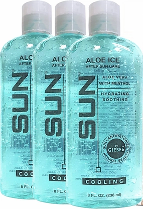 Sun Laboratories Aloe Ice Gel 3-Pack 8 fl. oz. Bottles - Organic Aloe Vera Gel - Pure and Natural After Sun Care, Sunburn Relief, Soothing Sun Cream - Aloe Vera for Burns