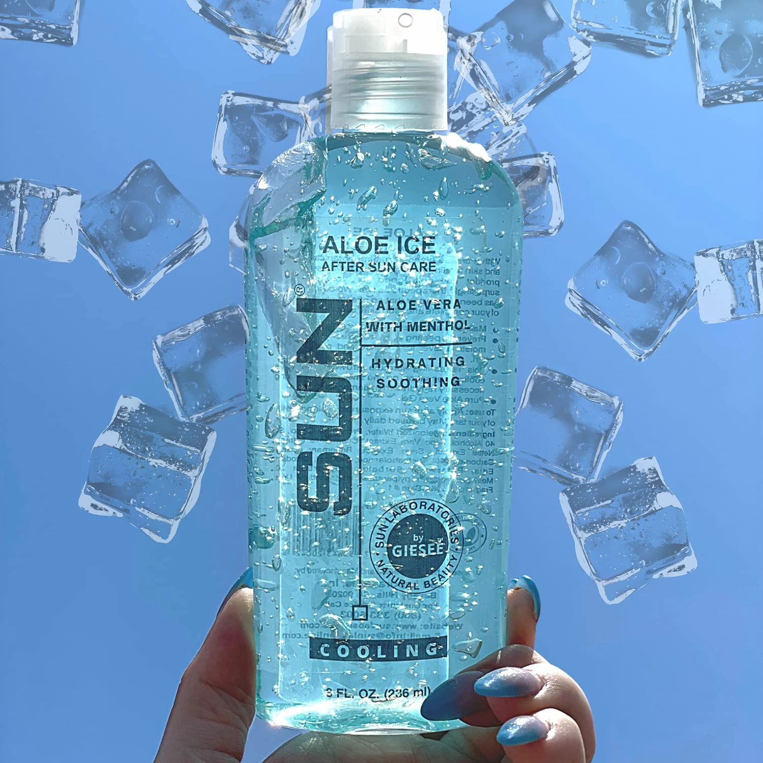 Sun Laboratories Aloe Ice Gel 3-Pack 8 fl. oz. Bottles - Organic Aloe Vera Gel - Pure and Natural After Sun Care, Sunburn Relief, Soothing Sun Cream - Aloe Vera for Burns