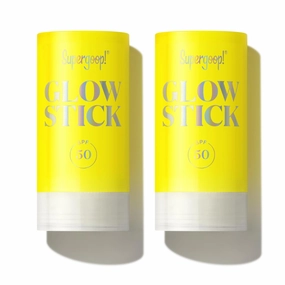 Supergoop! Glow Stick - 0.7 oz, Pack of 2 - SPF 50 PA     Dry Oil Sunscreen Stick for Face & Body - Hydrates for a Healthy Glow - Mess Free, Travel Friendly