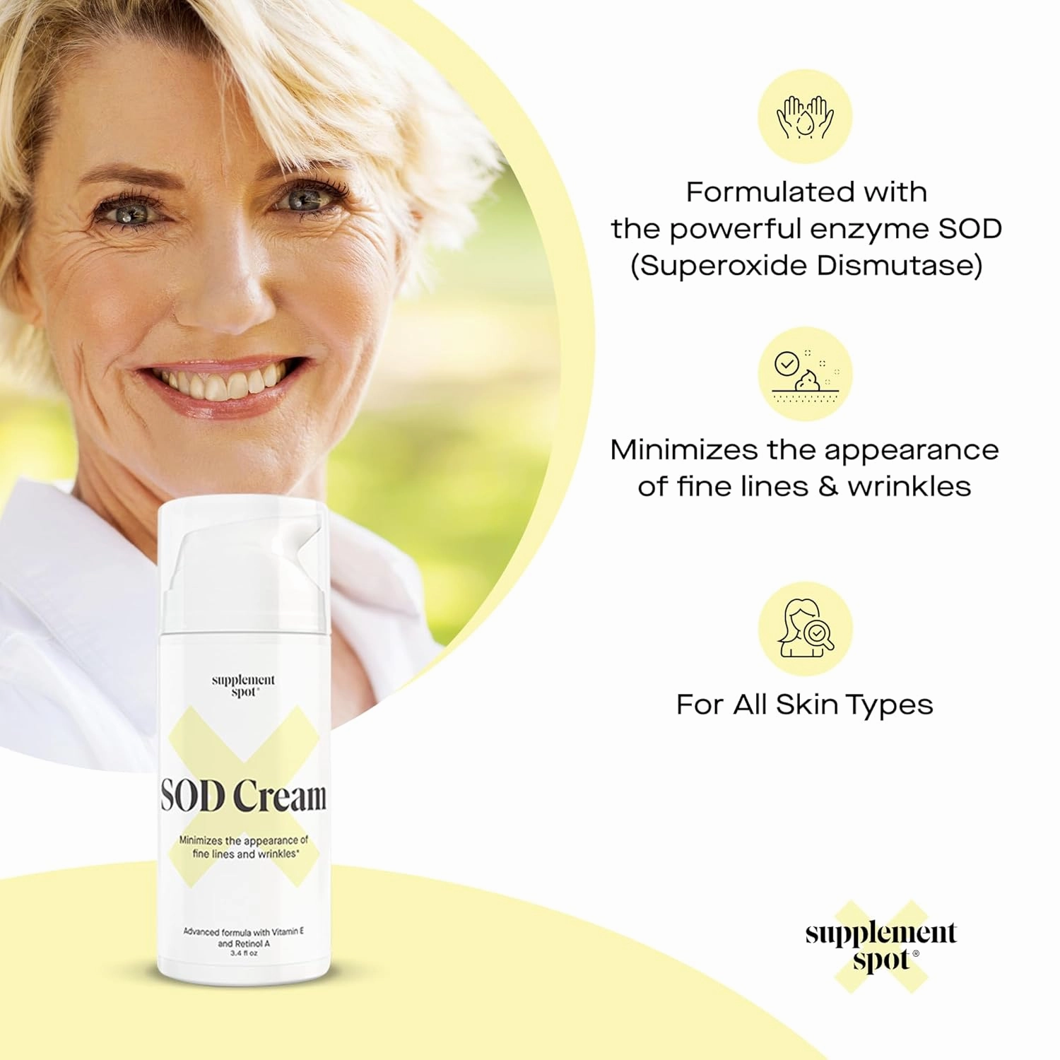 Superoxide Dismutase SOD Anti Aging Cream, Anti Aging Face Cream to Repair Fine Lines & Wrinkles for Smoother, Firmer & Younger Looking Skin, Superoxide Dismutase Face Moisturizer (3.4 oz 2 Pack)
