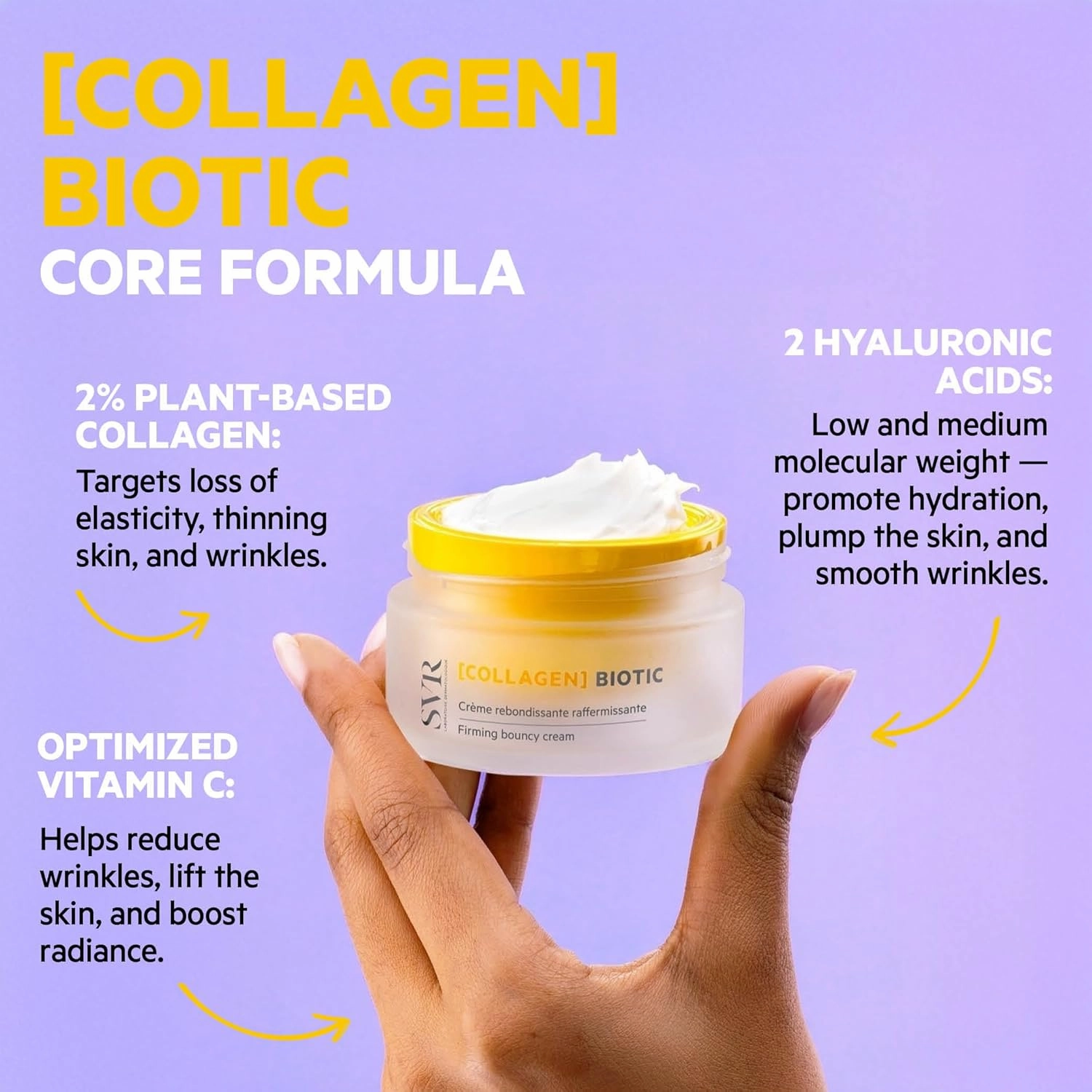 SVR COLLAGEN Biotic. Firming Intensive Cream with 2% Plant-Based Collagen, Vitamin C & Hyaluronic Acid, Anti-Aging Moisturizer for Face, Active Lift Day Cream for Sensitive Skin