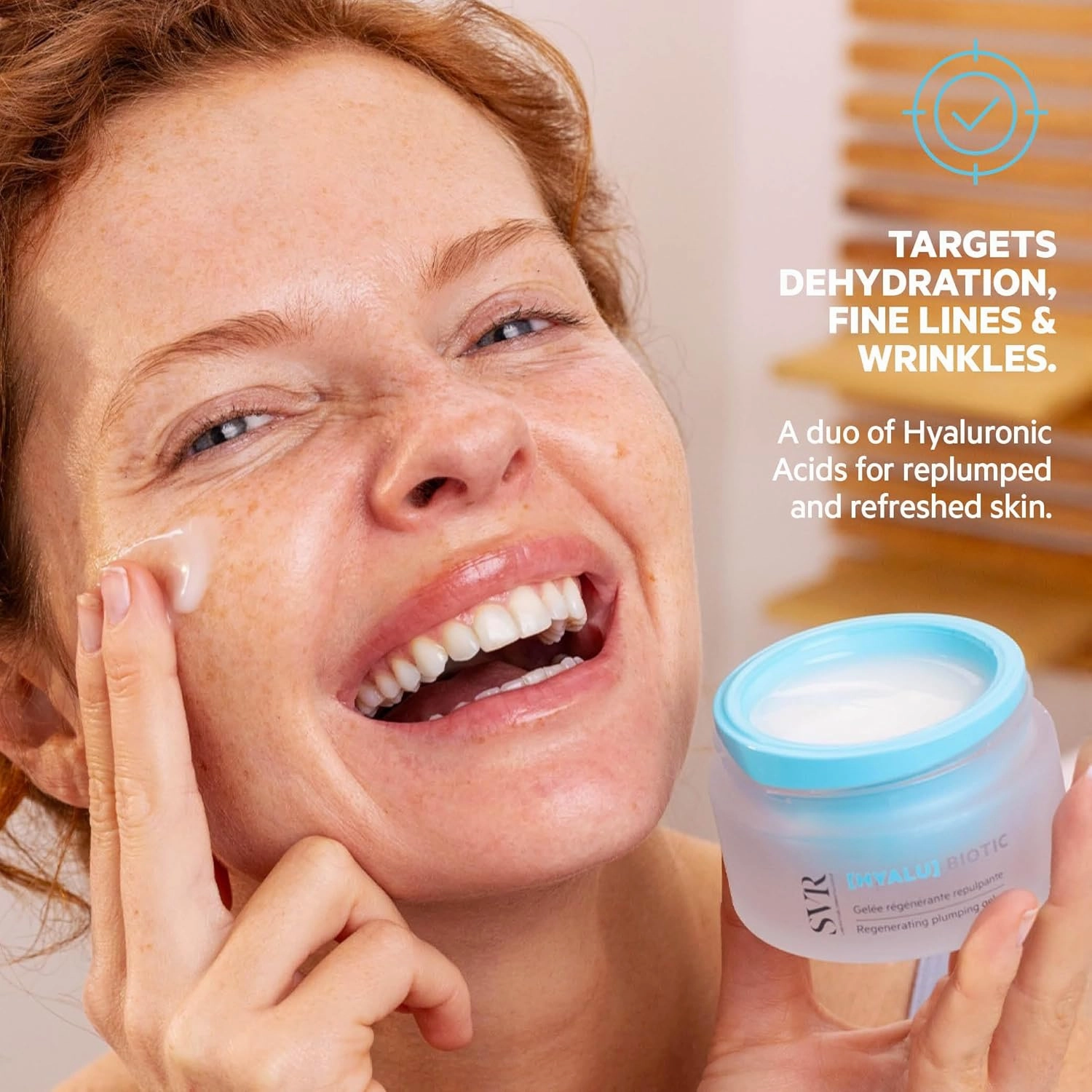 SVR HYALU Biotic Regenerating Plumping Gel. Intensive Moisturizer Face Gel with Hyaluronic Acid, Probiotics & Vitamin C, Anti-Wrinkle Face Cream & Eye Contour Care Day Cream