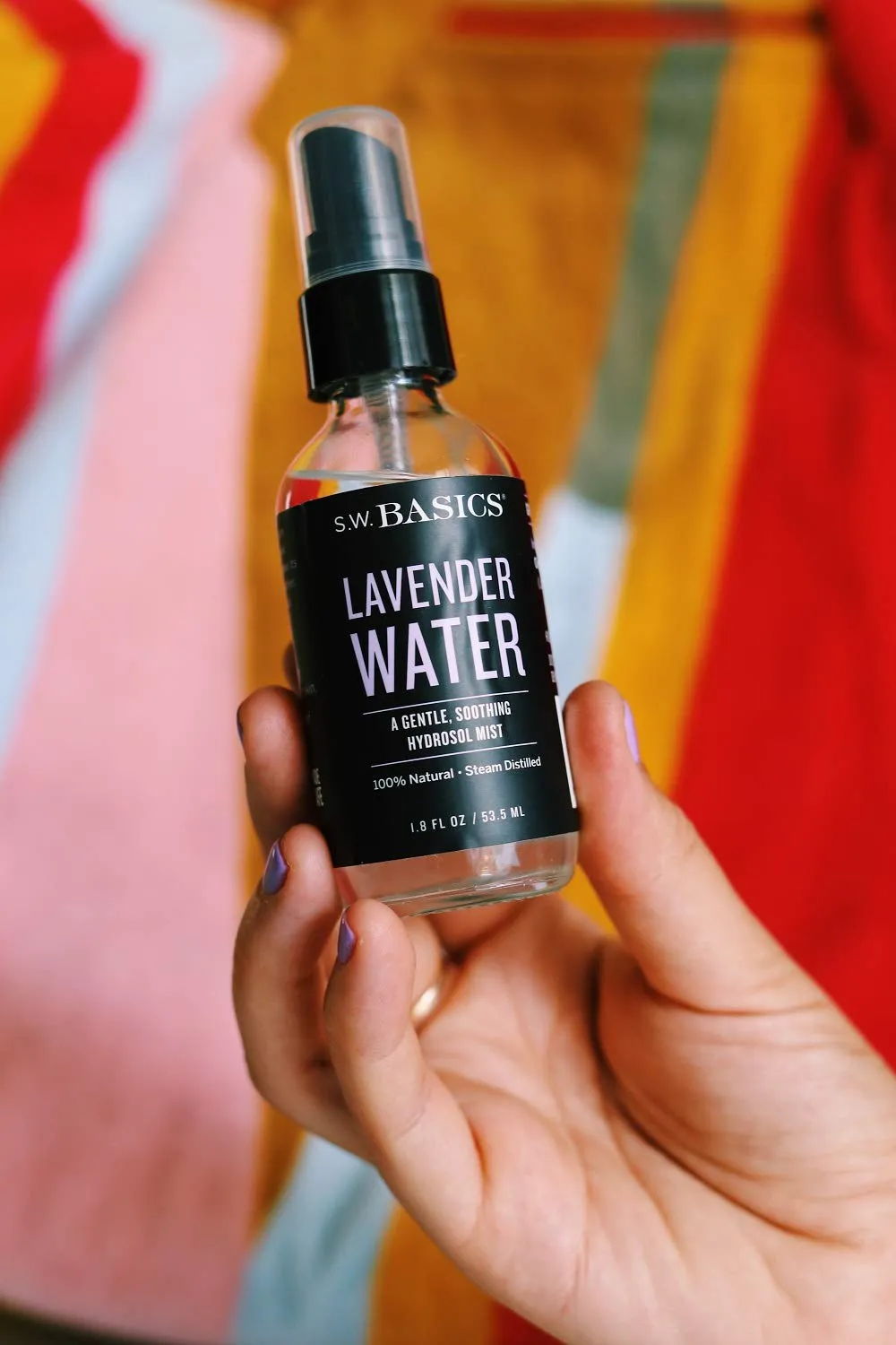 S.W. Basics Lavender Water Facial Mist, Hydrating and Toning Face Spray, Organic and Cruelty Free, 1.8 fl oz