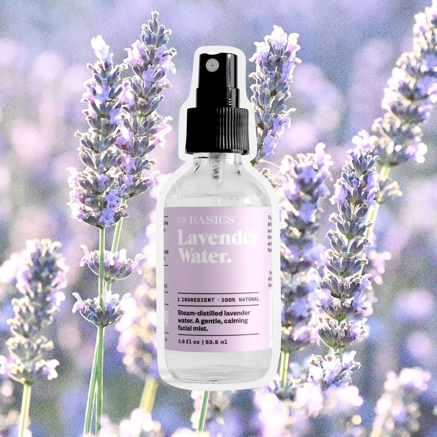 S.W. Basics Lavender Water Facial Mist, Hydrating and Toning Face Spray, Organic and Cruelty Free, 1.8 fl oz