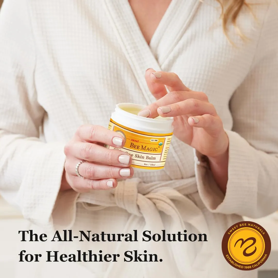 Sweet Bee Naturals - Organic Certified All-in-One Balm & Ointment for Face & Body, Multipurpose Moisturizer for Dryness, & Irritation, Bee Magic Skin Care Essentials - 6 Jars (4oz Each, 24oz Total)