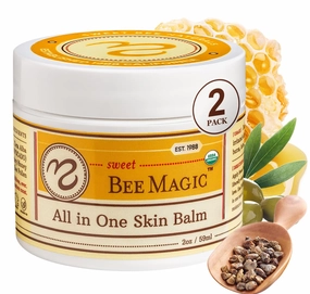 Sweet Bee Naturals - All-in-One Skin Balm & Ointment for Face & Body, Multipurpose Moisturizer for Dry Skin, Burns, & Irritation, Bee Magic Skin Care Essentials -2 Jars (2oz Each,4oz Total)