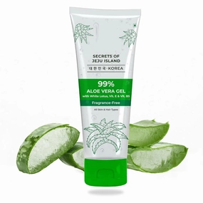 TA Korean 99% Pure Aloe Vera Gel 200ml with Vitamin E & Vitamin B5 for Face & Hair | Hydrates & Soothes Skin | Conditions & Softens Hair | Free from Parabens, Sulphates,
