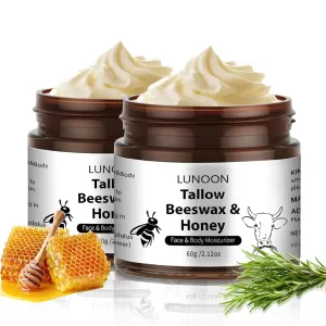Tallow and Honey Moisturizer for Face & Body, Tallow for Skin,Natural Tallow Moisturizer Skin Care, Hydrating, Soothing, Moisturizing Tallow Cream with Beeswax & Honey (2)