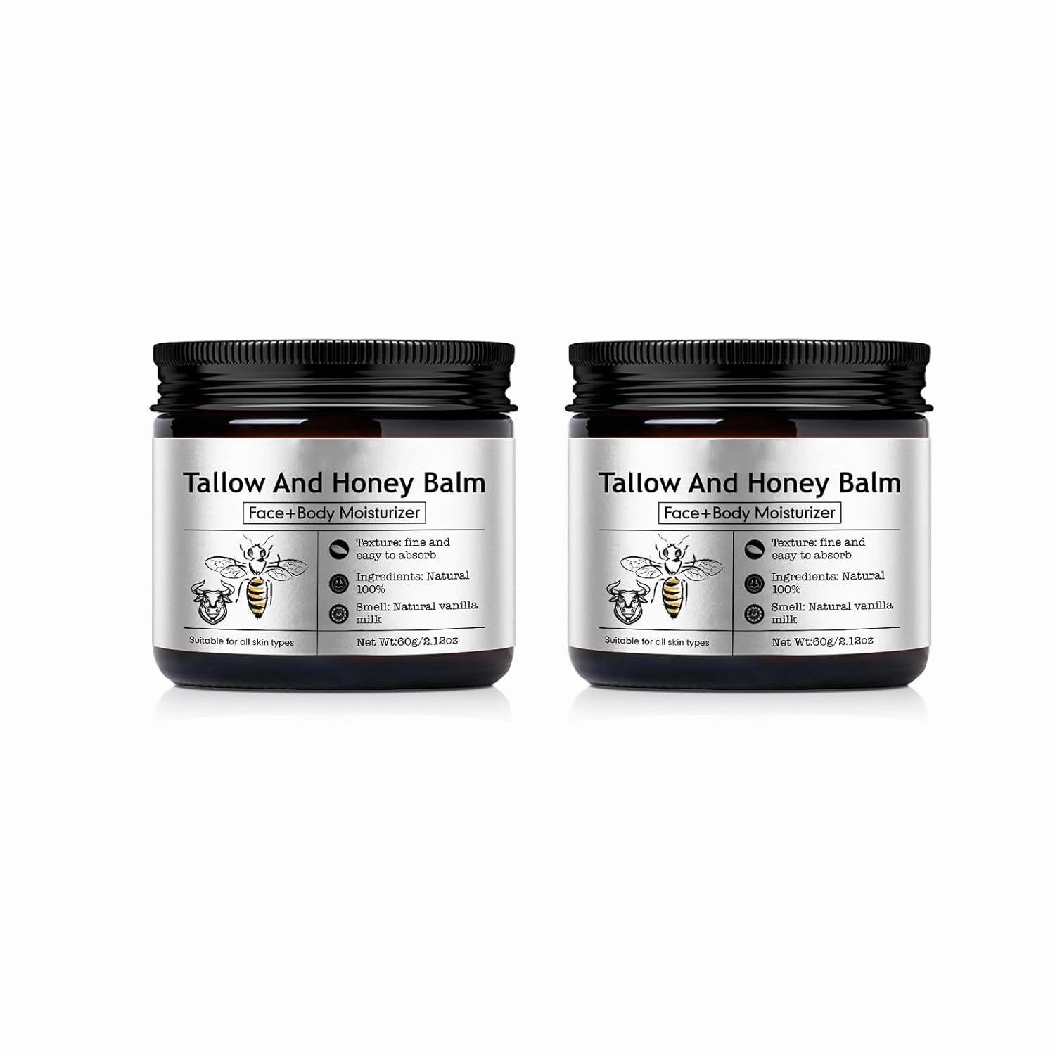 Tallow and Honey Moisturizer for Face & Body - Deeply Moisturizing for Face & Body - Natural Skin Care for Soft, Tallow Cream With Beeswax & Honey (2)