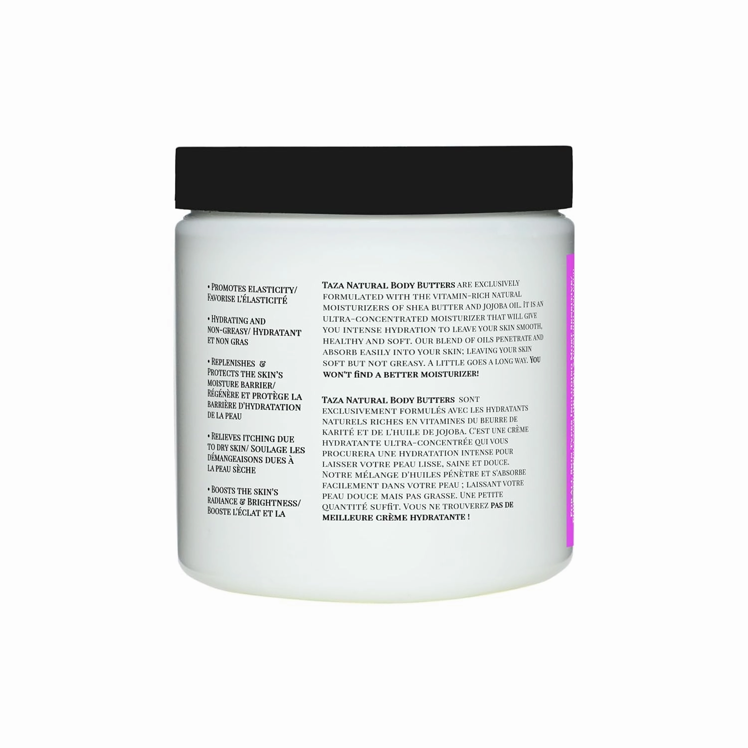 Taza Premium Natural Cherry Blossom & White Jasmine Body Butter, 8 fl oz (237 ml) Plant Based Ingredients Contains: African Shea Butter, Beeswax, Coconut Oil, Jojoba Oil, Sunflower Oil, Vitamin E