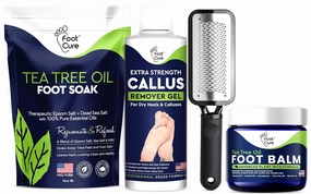 Tea Tree Foot Soak, Callus Remover Gel - Extra Strength Callus Remover Gel & Foot Soak With Epsom Salts For Calluses & Tea Tree Oil Foot Balm/ Moisturizer For Dry Cracked Feet