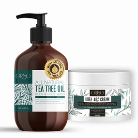 Tea Tree Oil Body Wash and 40 Percent Urea Cream - Helps Athletes Foot - Body and Foot Odor - Itchy and Irritated Skin
