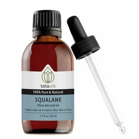 Teliaoils Squalane Oil for face – 100% Plant-Based Oil from Olives – Natural Moisturizer for Face, Skin, and Hair – Improves Skin Elasticity – Lightweight & Fast Absorbing Hydration – 1.7 Fl oz