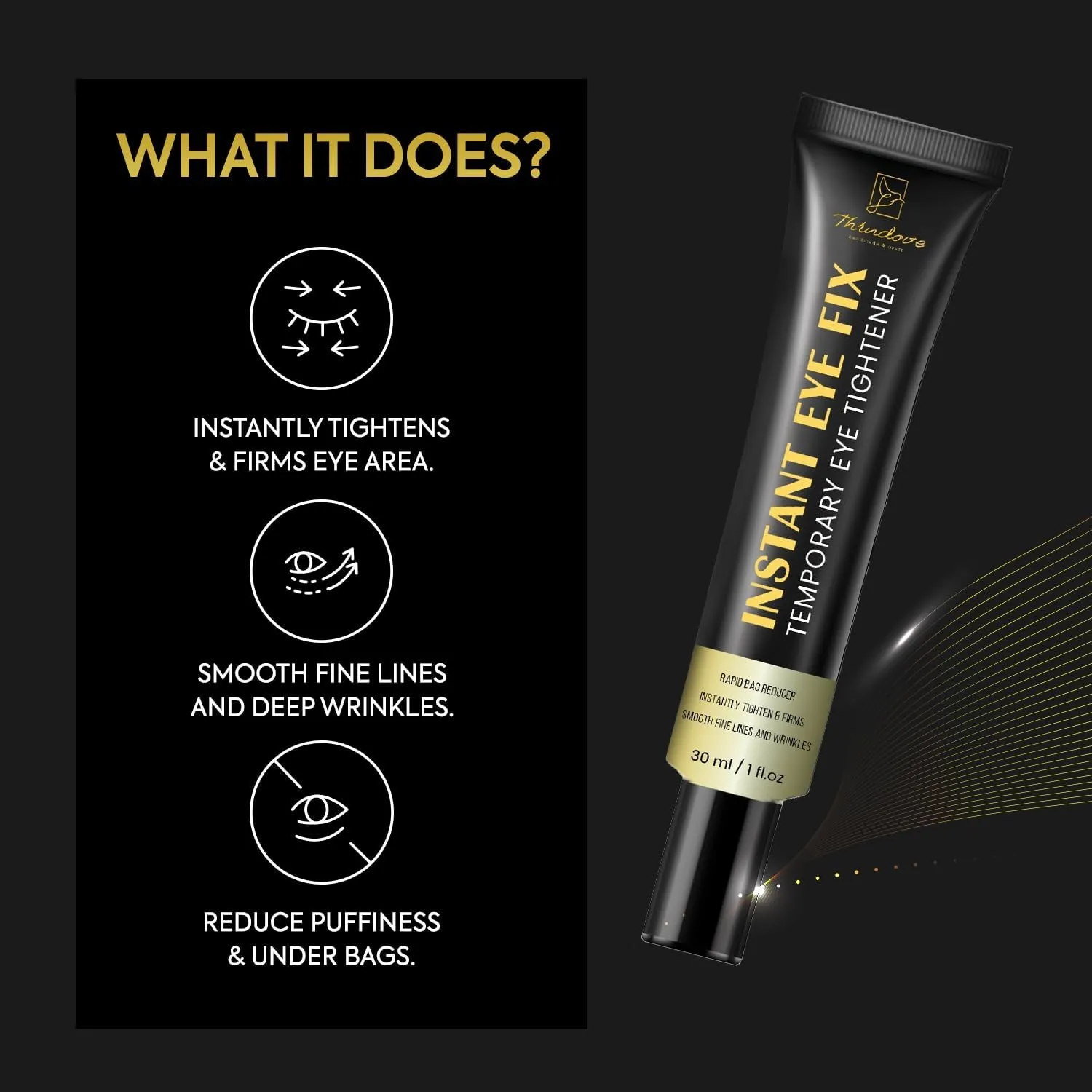 Temporary Instant Eye Tightener Cream: Instant Reduces Under-Eye Bags, Dark Circles Puffiness, Anti Aging Fine Lines, Under-Eye Firming & Face Lifting. 1OZ