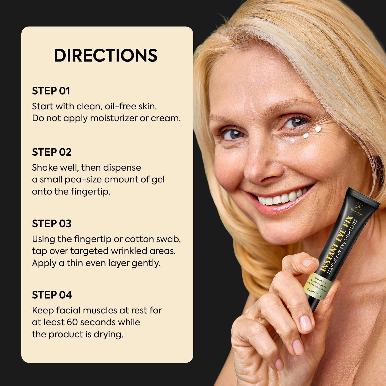 Temporary Instant Eye Tightener Cream: Instantly Reduces Under-Eye Bags, Dark Circles, Puffiness, and Fine Lines for Firmer, Smoother-Looking Skin, 1 Fl Oz