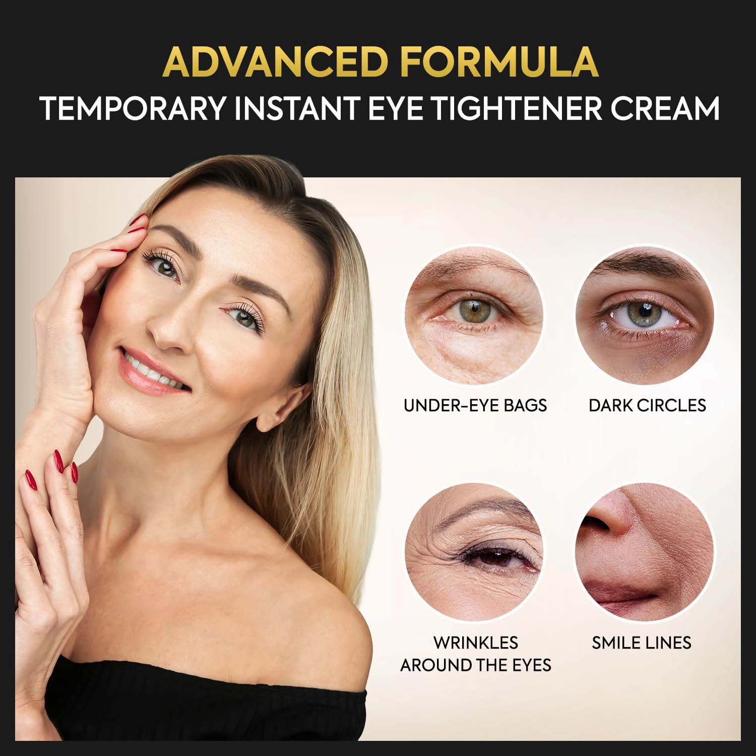 Temporary Instant Eye Tightener Cream: Instantly Reduces Under-Eye Bags, Dark Circles, Puffiness, and Fine Lines for Firmer, Smoother-Looking Skin, 1 Fl Oz