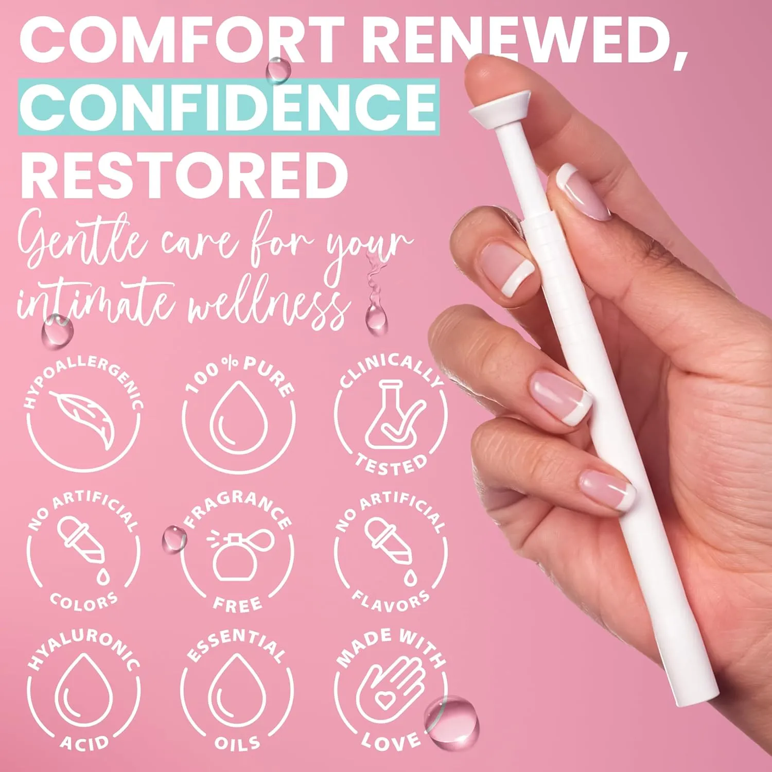 Terramed Just Think Comfort Hydro GYN Vaginal Moisturizer | Long Lasting for Vaginal Dryness & Irritation | Hyaluronic Acid & Vitamin E | Feminine Care Hormone Free | 12 Vaginal Suppositories