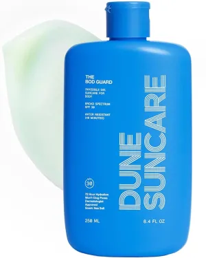 The Bod Guard - Clear Invisible Gel Body Sunscreen - Broad Spectrum Reef Safe SPF 30 Protection, 72 Hour Hydration, 40 Mins. Water Resistant, Non-Greasy, Great for Oily Skin (8.4 Fl Oz)