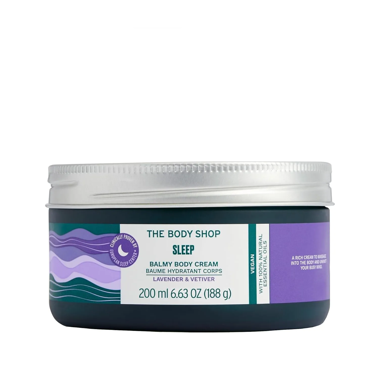 The Body Shop Sleep Balmy Body Cream, Lavender & Vetiver – Body Moisturizer – Preps You to Sleep – Body Vegan – 6.7oz
