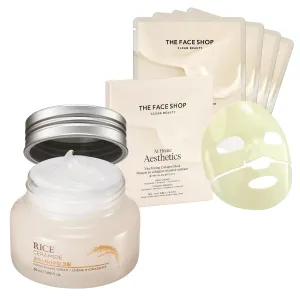 The Face Shop Daily Skincare Duo for Toning – Rice Extract Moisturizer & Vitamin Toning Collagen Gel Mask