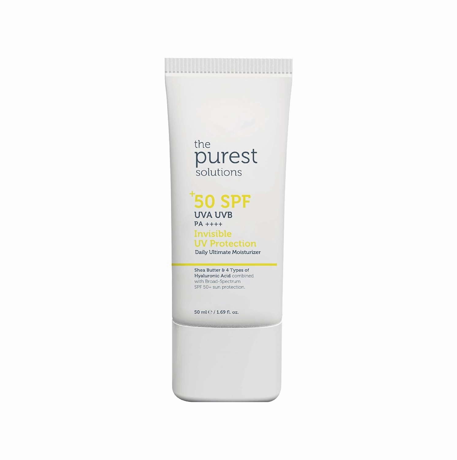 The Purest Solutions Invisible UV Protection (Daily Intensive Moisturizer SPF 50 ) - Hyaluronic Acid & Shea Butter for Daily Hydration - Sunscreen - Anti-Aging Care - All Skin Types (1.69 fl. oz)