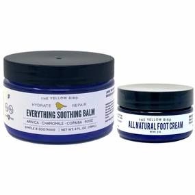 The Yellow Bird Natural Foot Cream (2 oz) and Everything Soothing Balm (4 oz). For Dry, Itchy Feet and Skin
